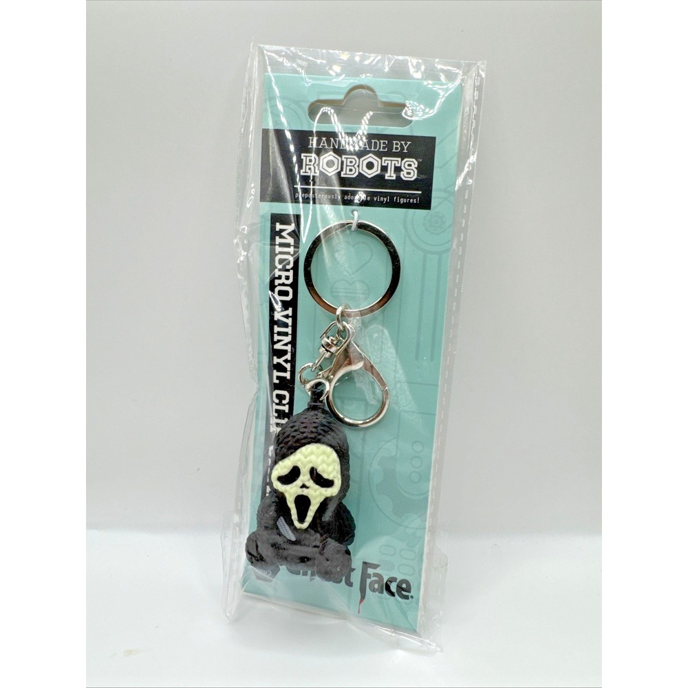 Handmade by Robots Ghost Face Micro Vinyl Clip‎ Charm Keychain Glow in Dark 2024